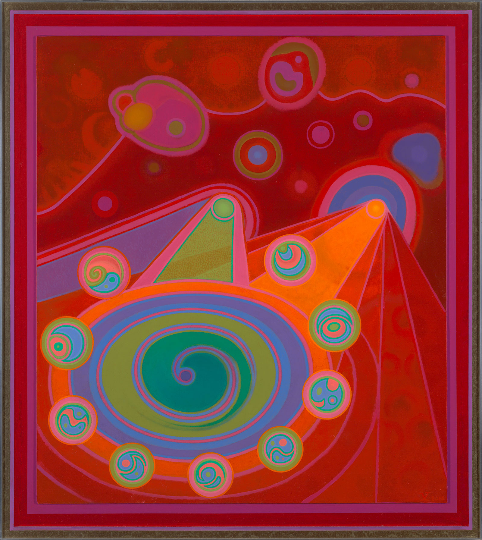 Flower Matrix in the Red Zone, 2016, Oil, 37x33